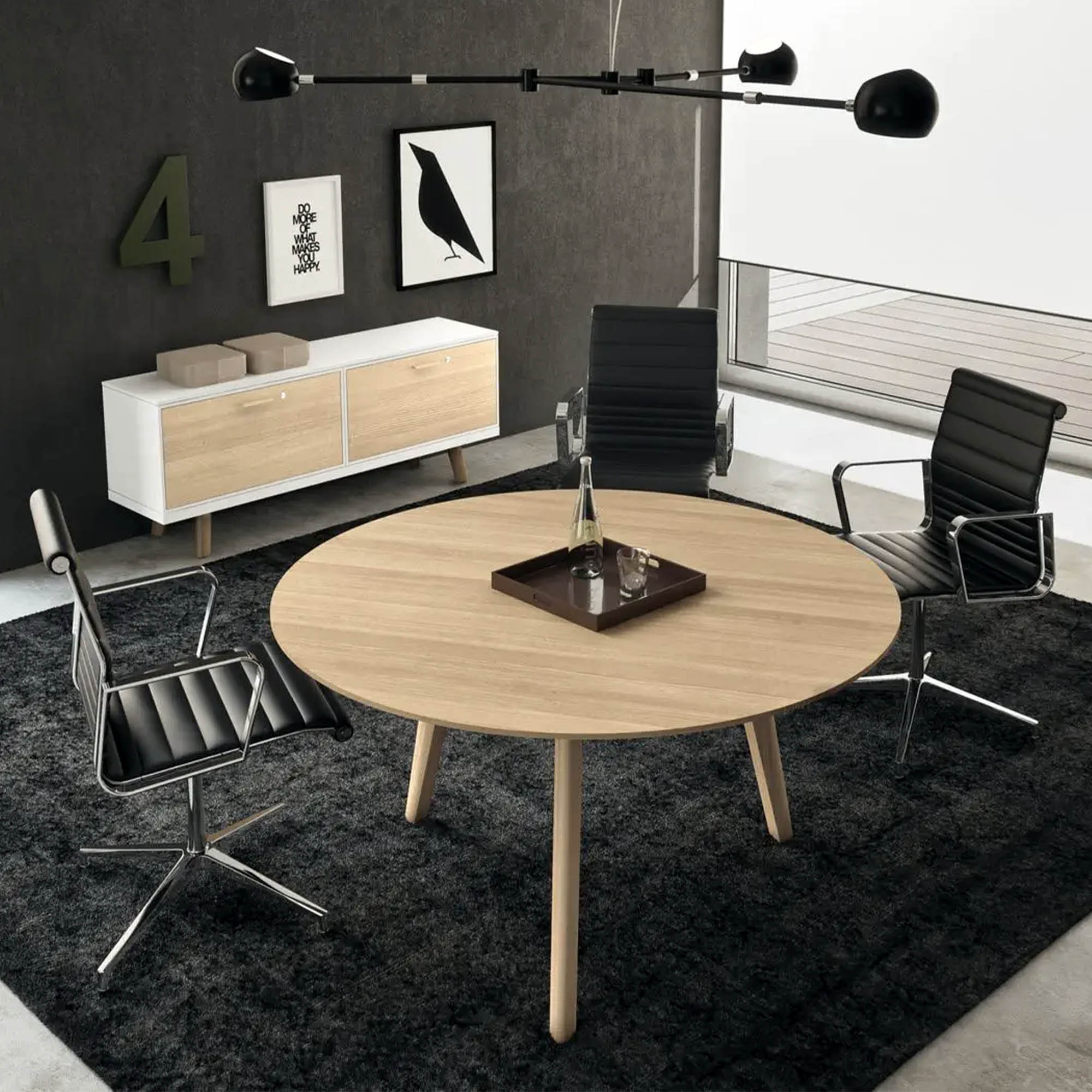 BRALCO RAIL Meeting table | Round, 1200 - 1600 mm (4 - 6 persons), real wood, white oak - 12 Main Image