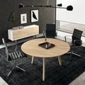 BRALCO RAIL Meeting table | Round, 1200 - 1600 mm (4 - 6 persons), real wood, white oak - 12 Thumbnail Image