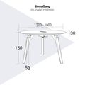 BRALCO RAIL Meeting table | Round, 1200 - 1600 mm (4 - 6 persons), real wood, white oak - 11 Thumbnail Image
