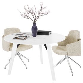 BRALCO RAIL Besprechungstisch | Rund, 1200 - 1600 mm (4 - 6 Personen), Echtholz, Eiche Weiß