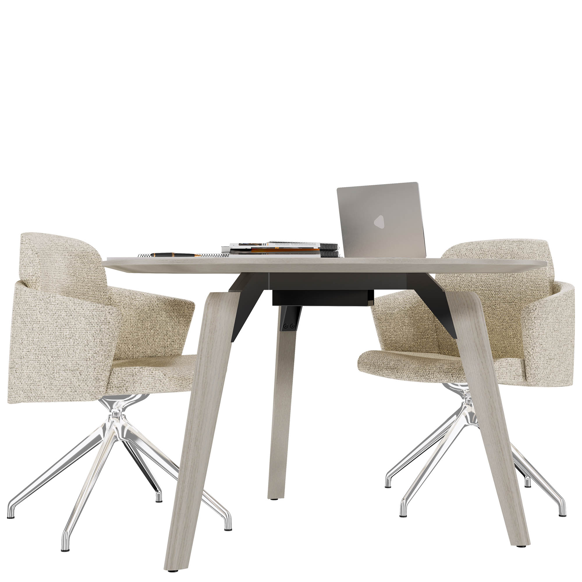BRALCO RAIL meeting table | Round, 1200 - 1600 mm (4 - 6 people), real wood, light gray oak - 6 Main Image