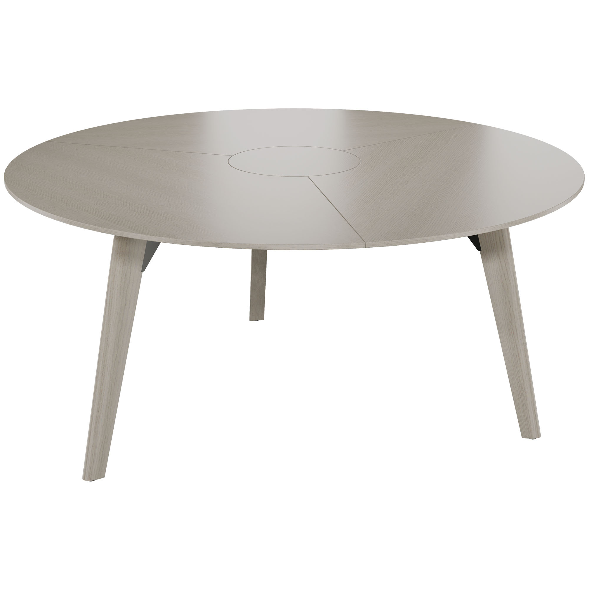 BRALCO RAIL meeting table | Round, 1200 - 1600 mm (4 - 6 people), real wood, light gray oak - 1 Main Image