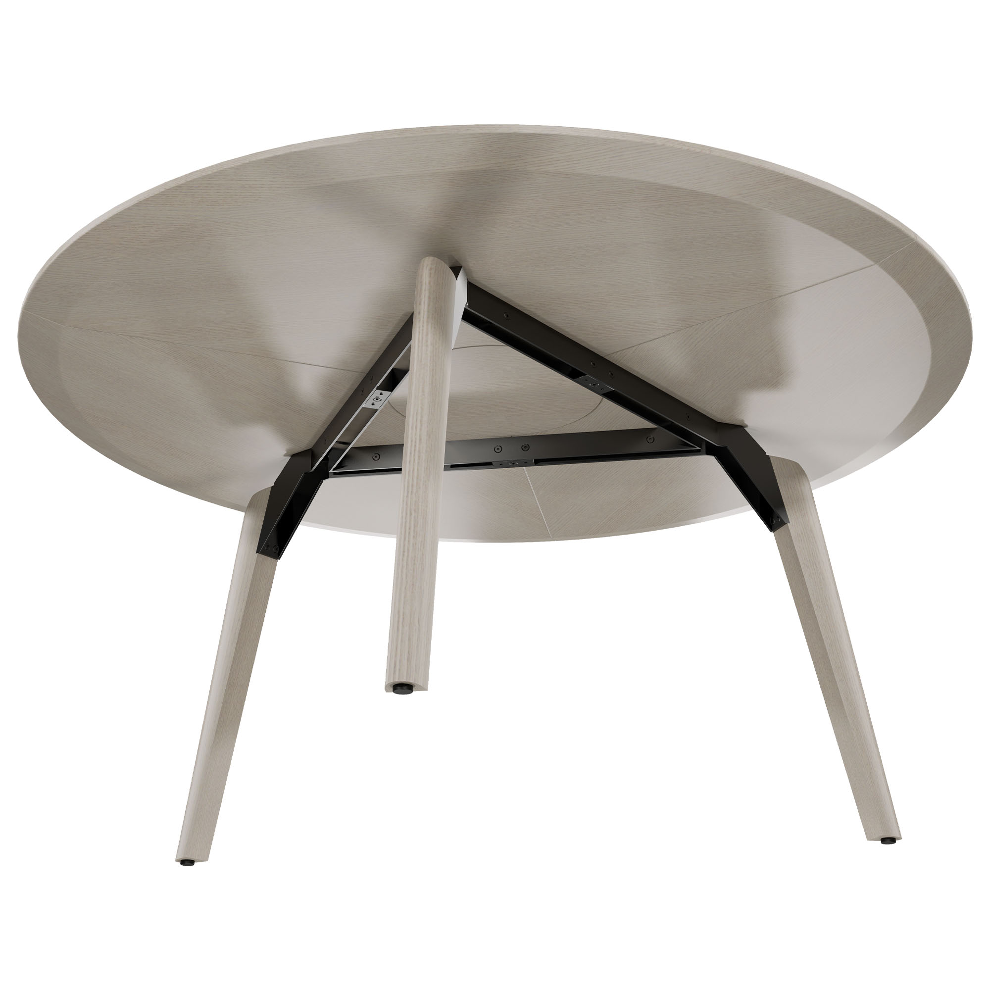 BRALCO RAIL meeting table | Round, 1200 - 1600 mm (4 - 6 people), real wood, light gray oak - 2 Main Image