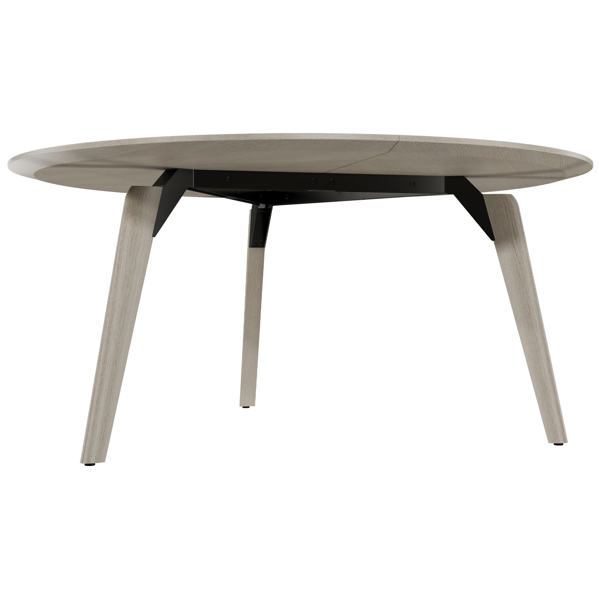 BRALCO RAIL meeting table | Round, 1200 - 1600 mm (4 - 6 people), real wood, light gray oak - 3 Main Image
