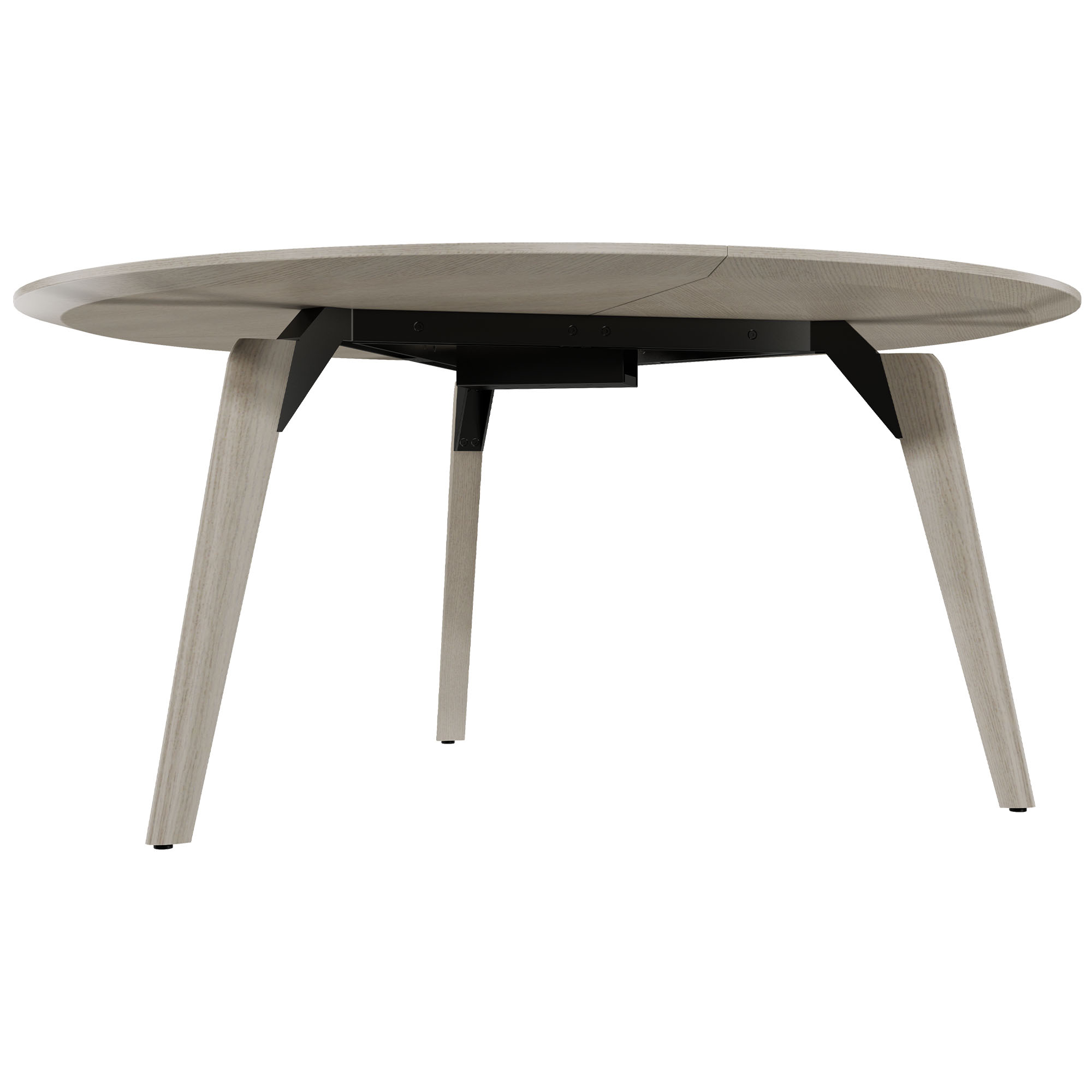 BRALCO RAIL meeting table | Round, 1200 - 1600 mm (4 - 6 people), real wood, light gray oak - 2 Main Image