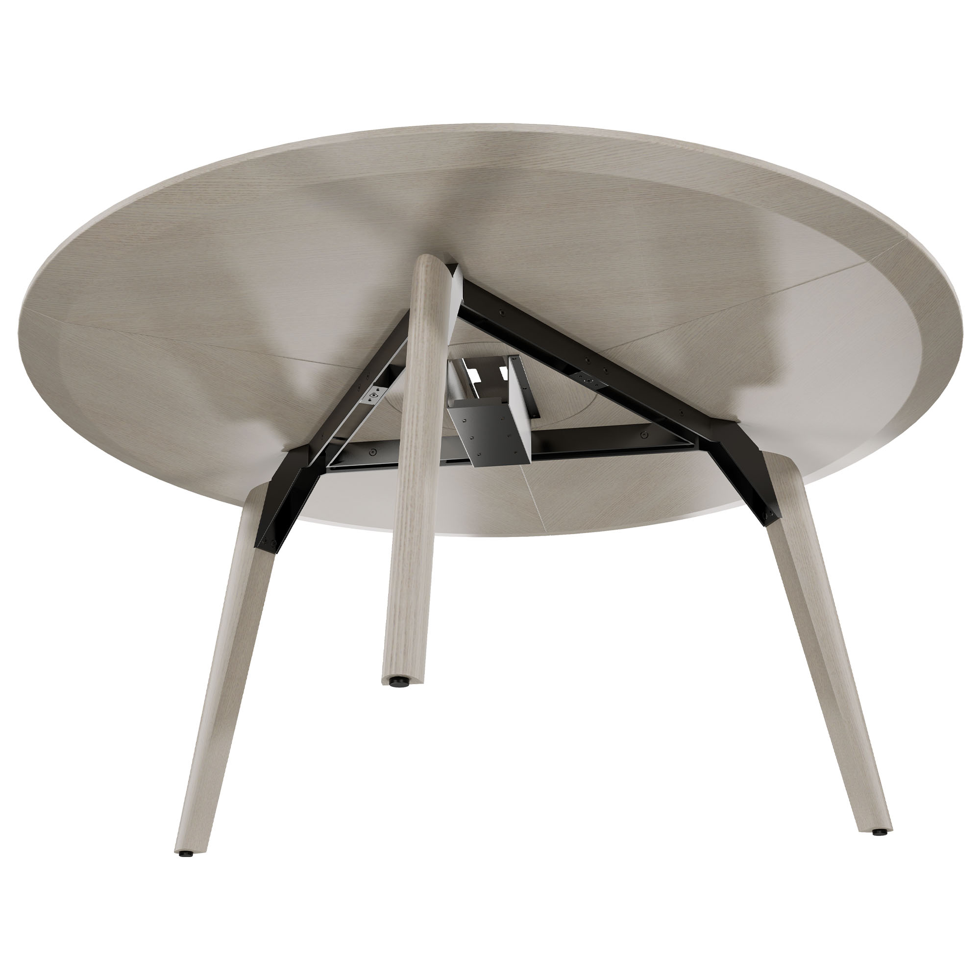 BRALCO RAIL meeting table | Round, 1200 - 1600 mm (4 - 6 people), real wood, light gray oak - 3 Main Image
