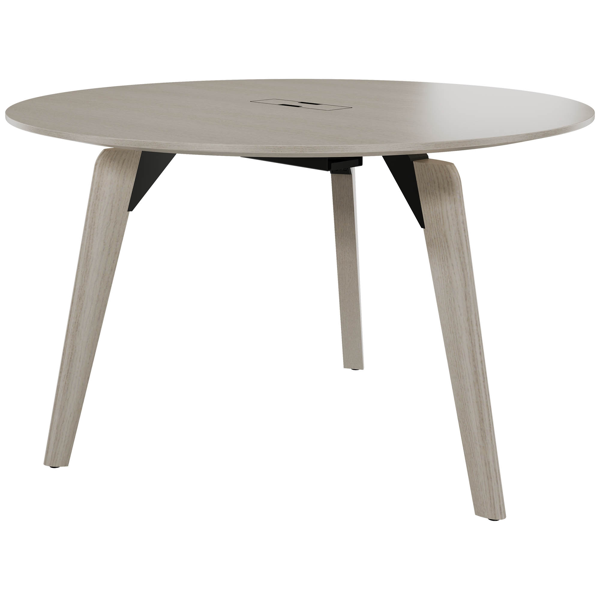 BRALCO RAIL meeting table | Round, 1200 - 1600 mm (4 - 6 people), real wood, light gray oak - 1 Main Image