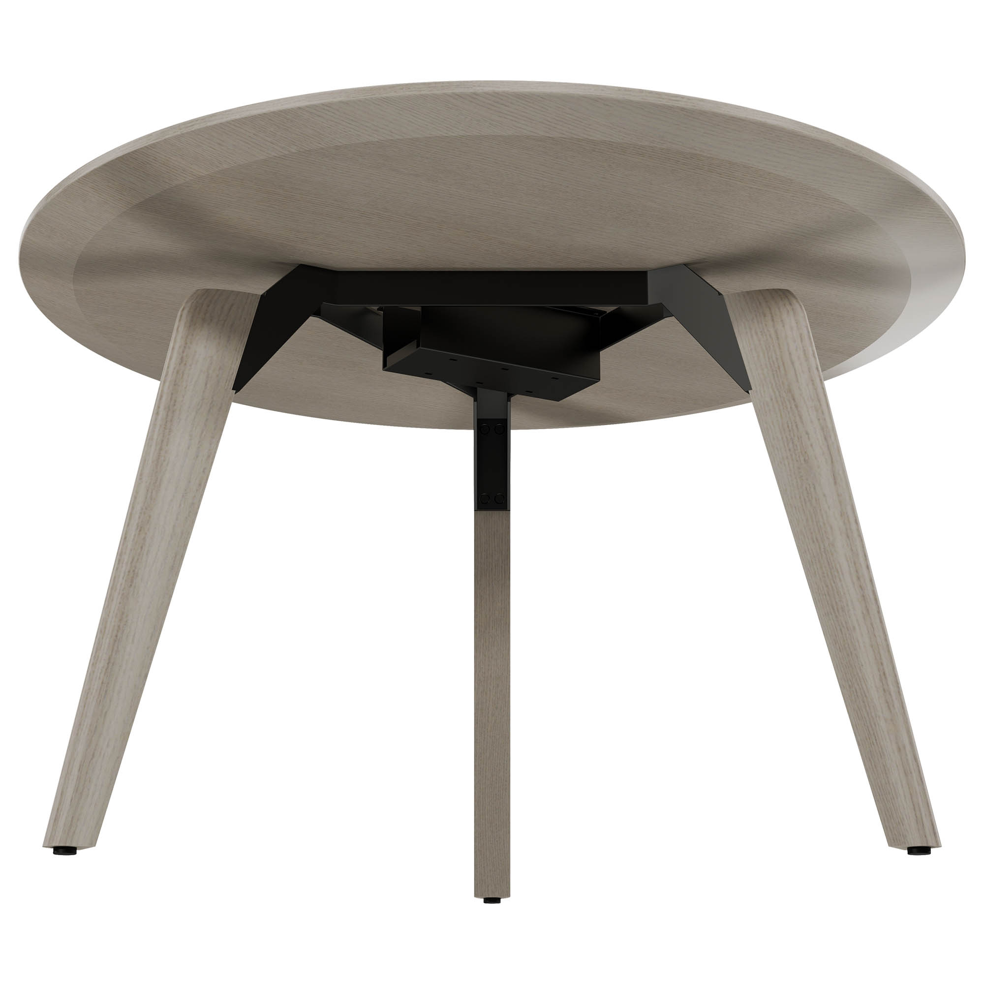 BRALCO RAIL meeting table | Round, 1200 - 1600 mm (4 - 6 people), real wood, light gray oak - 2 Main Image