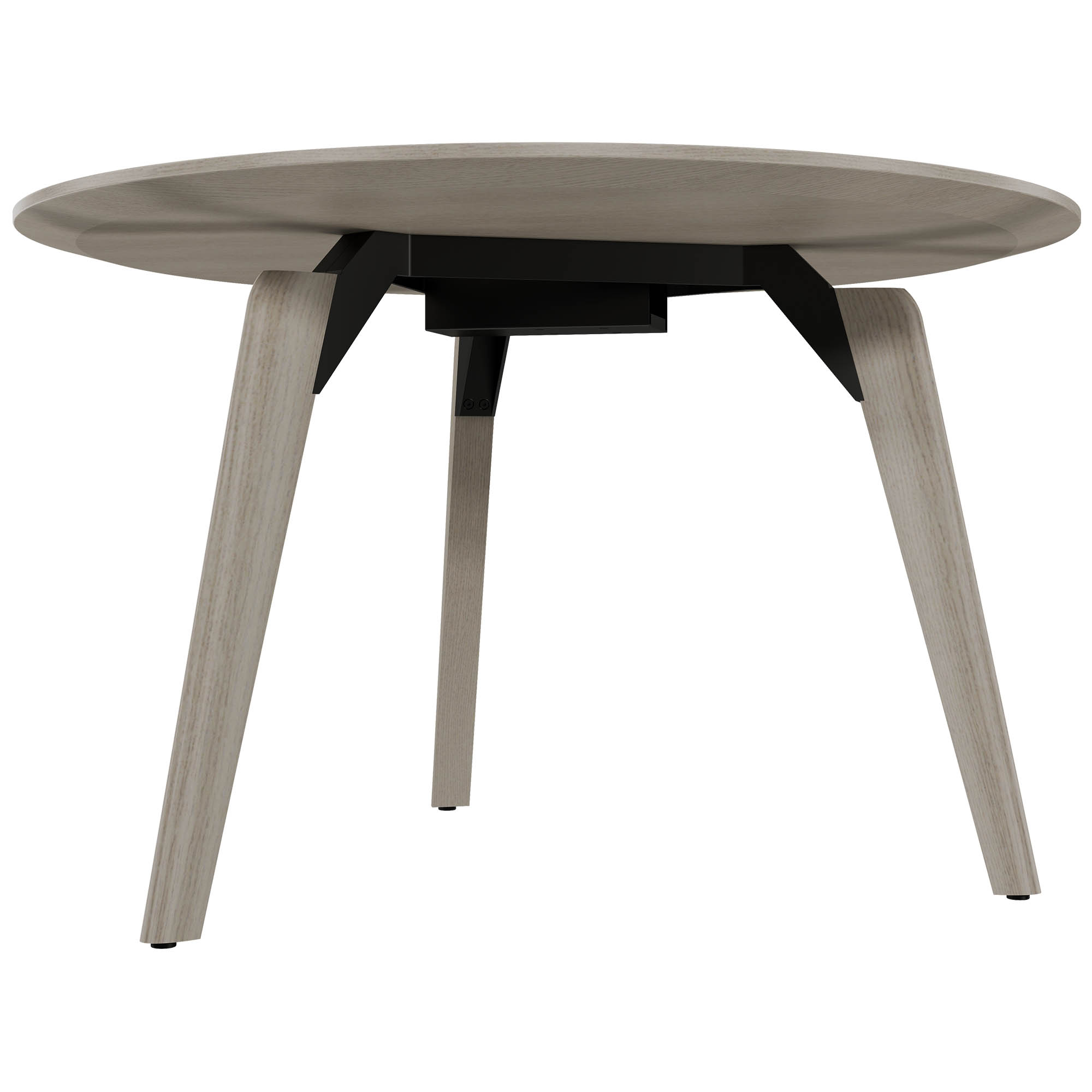 BRALCO RAIL meeting table | Round, 1200 - 1600 mm (4 - 6 people), real wood, light gray oak - 3 Main Image