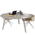 BRALCO RAIL meeting table | Round, 1200 - 1600 mm (4 - 6 people), real wood, light gray oak - 4 Thumbnail Image
