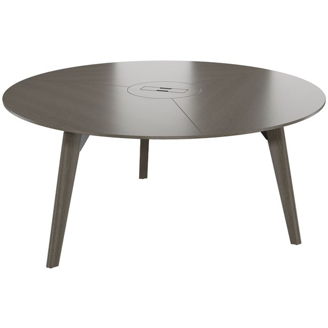 BRALCO RAIL meeting table | Round, 1200 - 1600 mm (4 - 6 people), real wood, dark gray oak - 1 Main Image