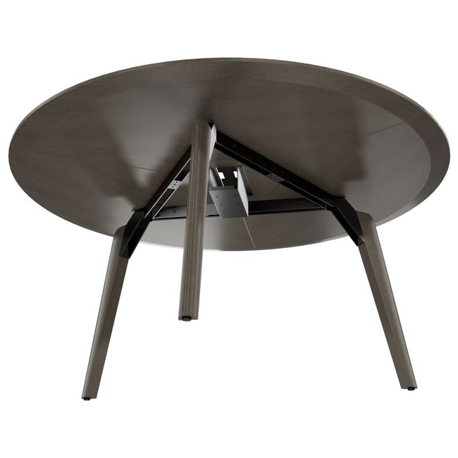 BRALCO RAIL meeting table | Round, 1200 - 1600 mm (4 - 6 people), real wood, dark gray oak - 2 Main Image