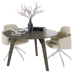 BRALCO RAIL Besprechungstisch | Rund, 1200 - 1600 mm (4 - 6 Personen), Echtholz, Eiche Dunkelgrau