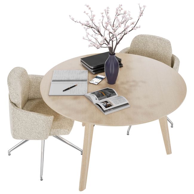 BRALCO RAIL Besprechungstisch | Rund, 1200 - 1600 mm (4 - 6 Personen), Echtholz, Eiche Natur