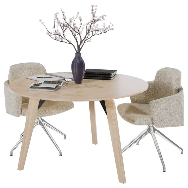 BRALCO RAIL Besprechungstisch | Rund, 1200 - 1600 mm (4 - 6 Personen), Echtholz, Eiche Natur