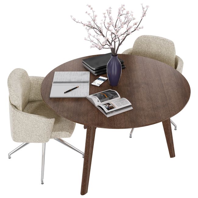 BRALCO RAIL Besprechungstisch | Rund, 1200 - 1600 mm (4 - 6 Personen), Echtholz, Eiche Tabak