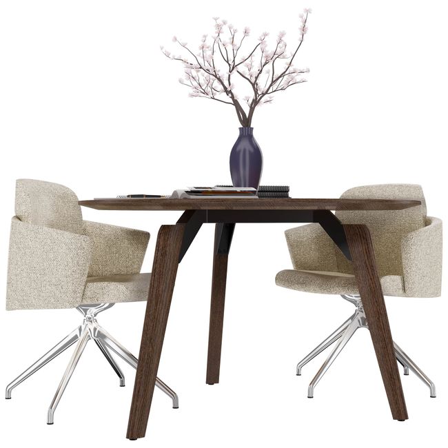 BRALCO RAIL Besprechungstisch | Rund, 1200 - 1600 mm (4 - 6 Personen), Echtholz, Eiche Tabak