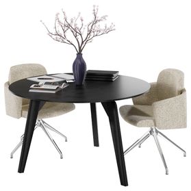 BRALCO RAIL Besprechungstisch | Rund, 1200 - 1600 mm (4 - 6 Personen), Echtholz, Eiche Schwarz