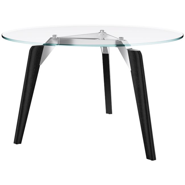 BRALCO RAIL Besprechungstisch | Rund, 1200 - 1600 mm (4 - 6 Personen), Glas-Tischplatte, Eiche-Massivholz-Gestell