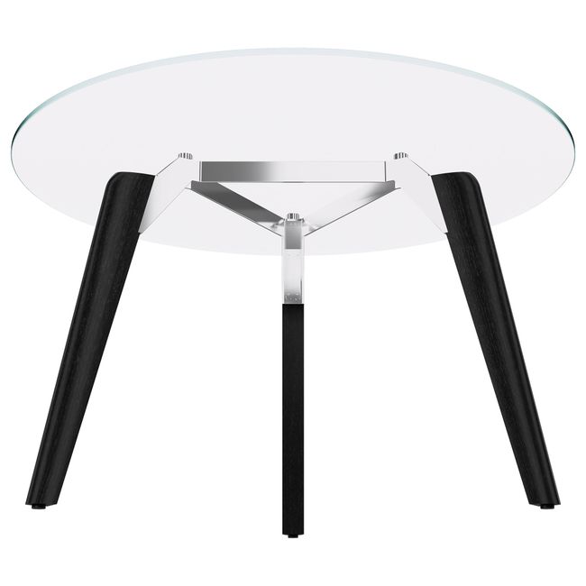 BRALCO RAIL Besprechungstisch | Rund, 1200 - 1600 mm (4 - 6 Personen), Glas-Tischplatte, Eiche-Massivholz-Gestell