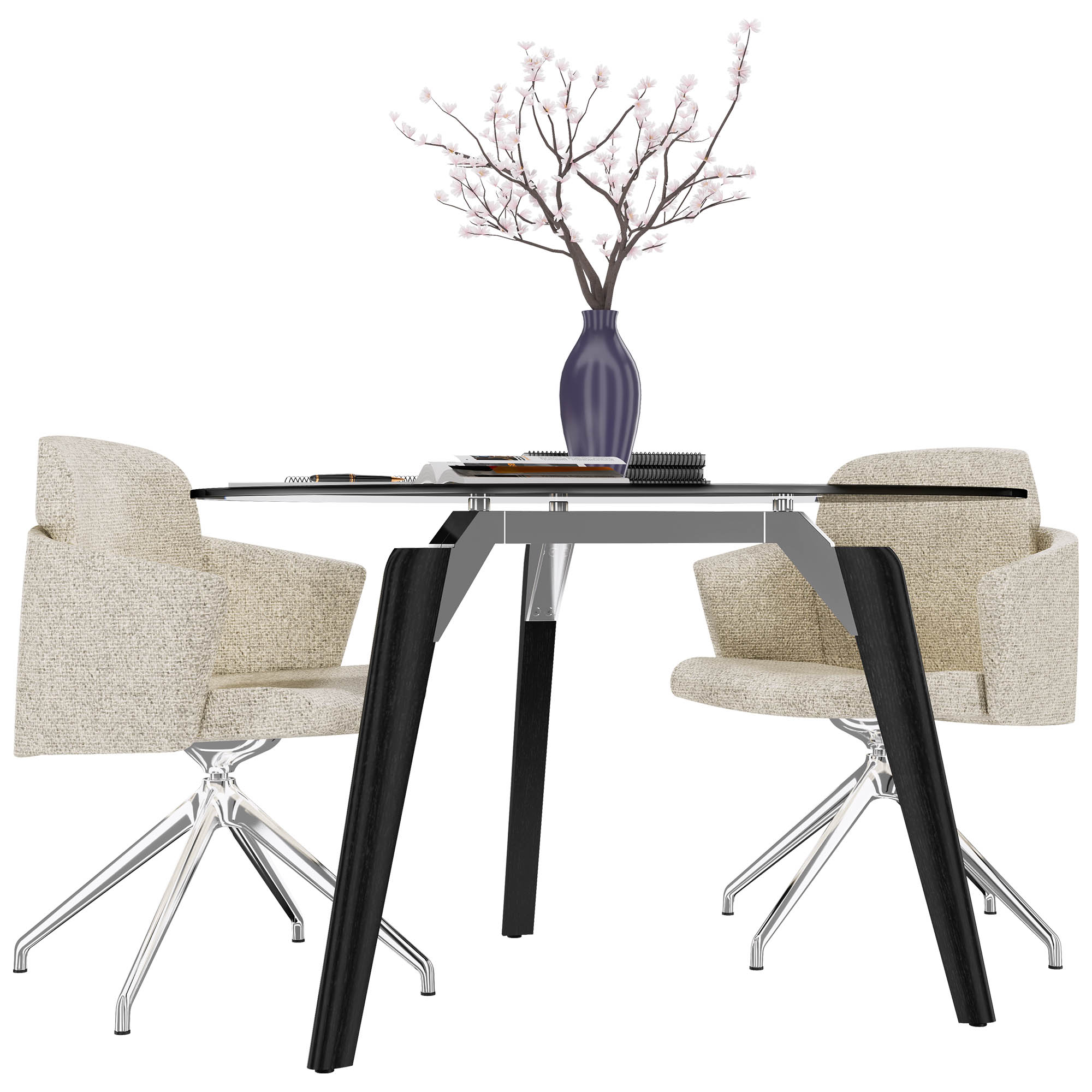 BRALCO RAIL meeting table | Round, 1200 - 1600 mm (4 - 6 people), gray tinted glass table top, solid oak wood frame - 6 Main Image