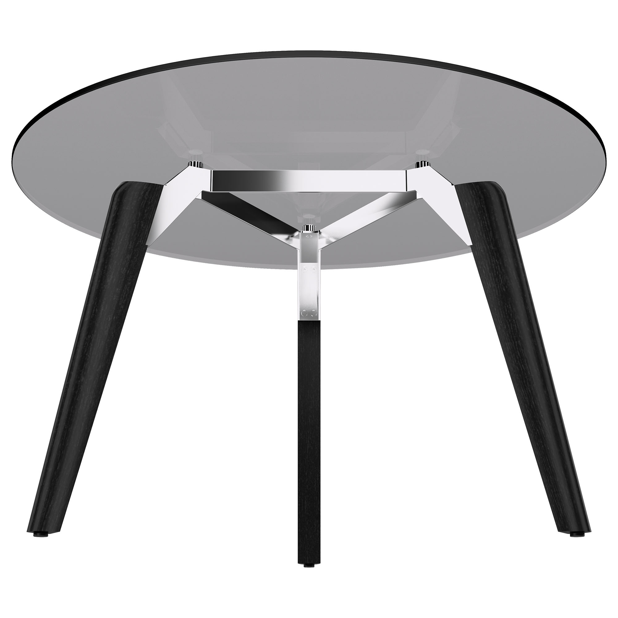 BRALCO RAIL meeting table | Round, 1200 - 1600 mm (4 - 6 people), gray tinted glass table top, solid oak wood frame - 2 Main Image