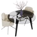 BRALCO RAIL meeting table | Round, 1200 - 1600 mm (4 - 6 people), gray tinted glass table top, solid oak wood frame - 5 Thumbnail Image