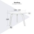 BRALCO RAIL meeting table | Round, 1200 - 1600 mm (4 - 6 people), gray tinted glass table top, solid oak wood frame - 11 Thumbnail Image
