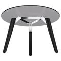 BRALCO RAIL meeting table | Round, 1200 - 1600 mm (4 - 6 people), gray tinted glass table top, solid oak wood frame - 2 Thumbnail Image