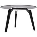 BRALCO RAIL meeting table | Round, 1200 - 1600 mm (4 - 6 people), gray tinted glass table top, solid oak wood frame - 3 Thumbnail Image