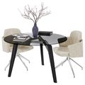 BRALCO RAIL meeting table | Round, 1200 - 1600 mm (4 - 6 people), gray tinted glass table top, solid oak wood frame - 4 Thumbnail Image