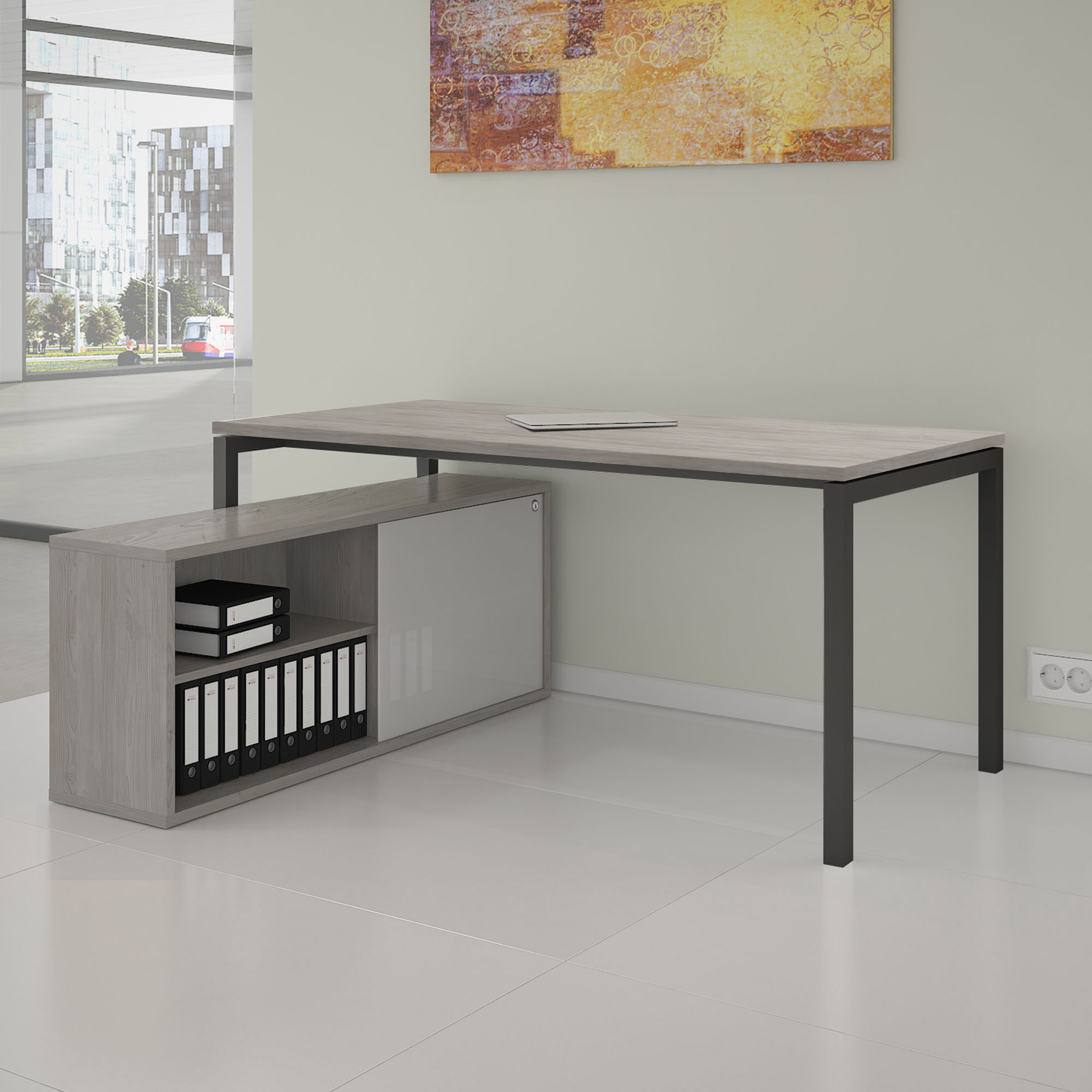 NOVA Lowboard | 1.5 OH, 1382 x 570 mm, gray northern oak - 1 Main Image