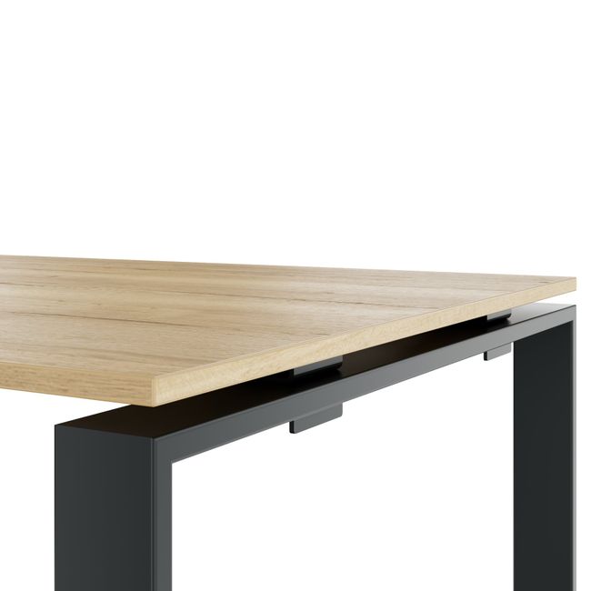 ART Chefschreibtisch | 2240 x 1800 mm, Integriertes Lowboard, Wildeiche-Dunkelgrau ART Chefschreibtisch | 2240 x 1800 mm, Integriertes Lowboard, Wildeiche-Dunkelgrau