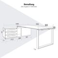 ART Chefschreibtisch | 2240 x 1800 mm, Integriertes Lowboard, Wildeiche-Dunkelgrau