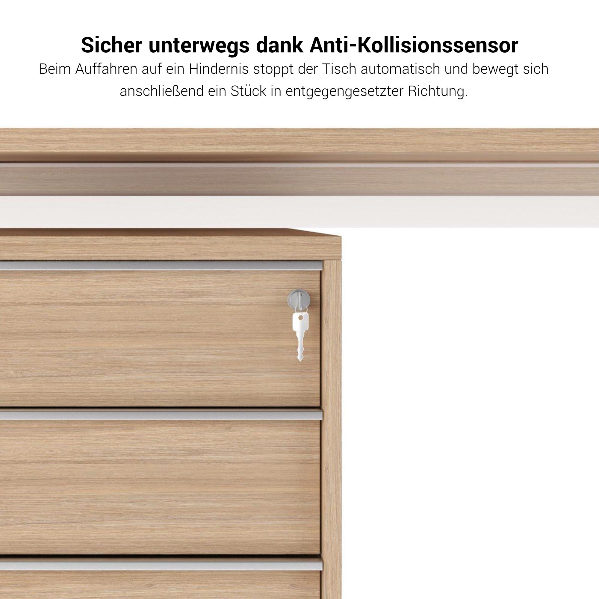 MOTION team desk | 1400 - 1800 mm, electrically height adjustable, walnut - 8 Main Image