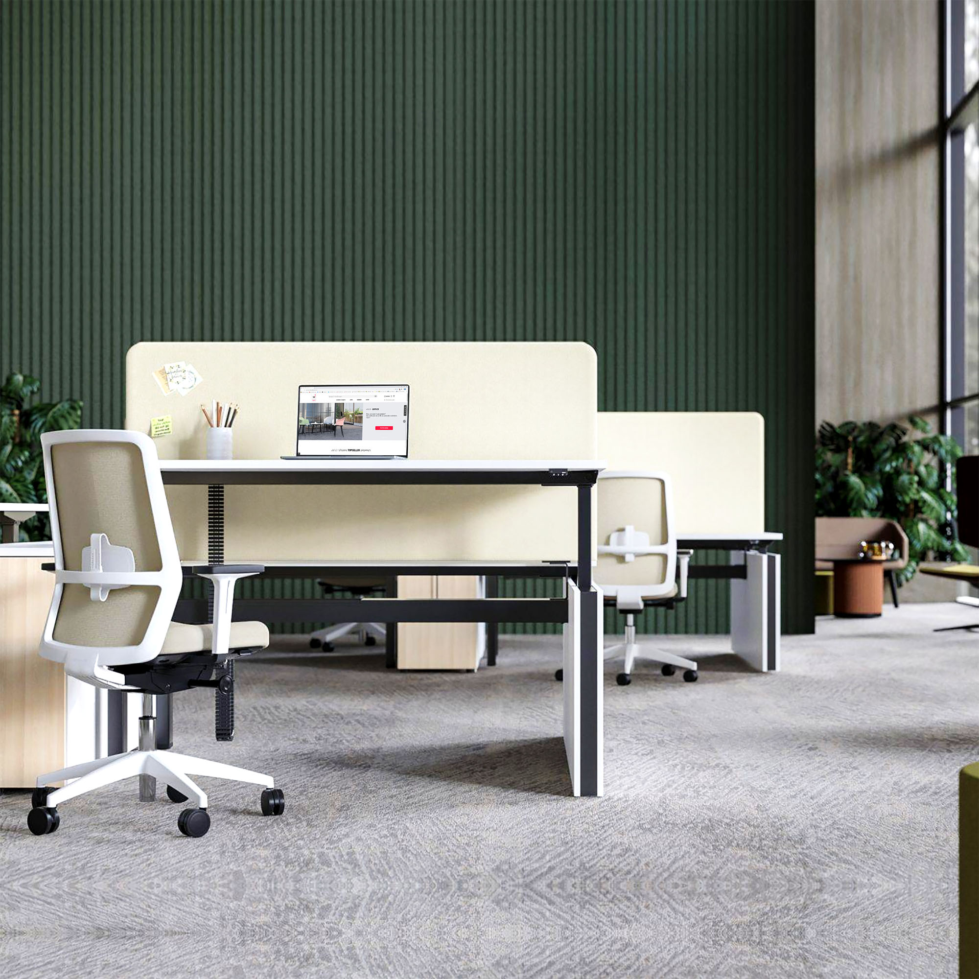 MOTION team desk | 1400 - 1800 mm, electrically height adjustable, gray northern oak - 11 Main Image
