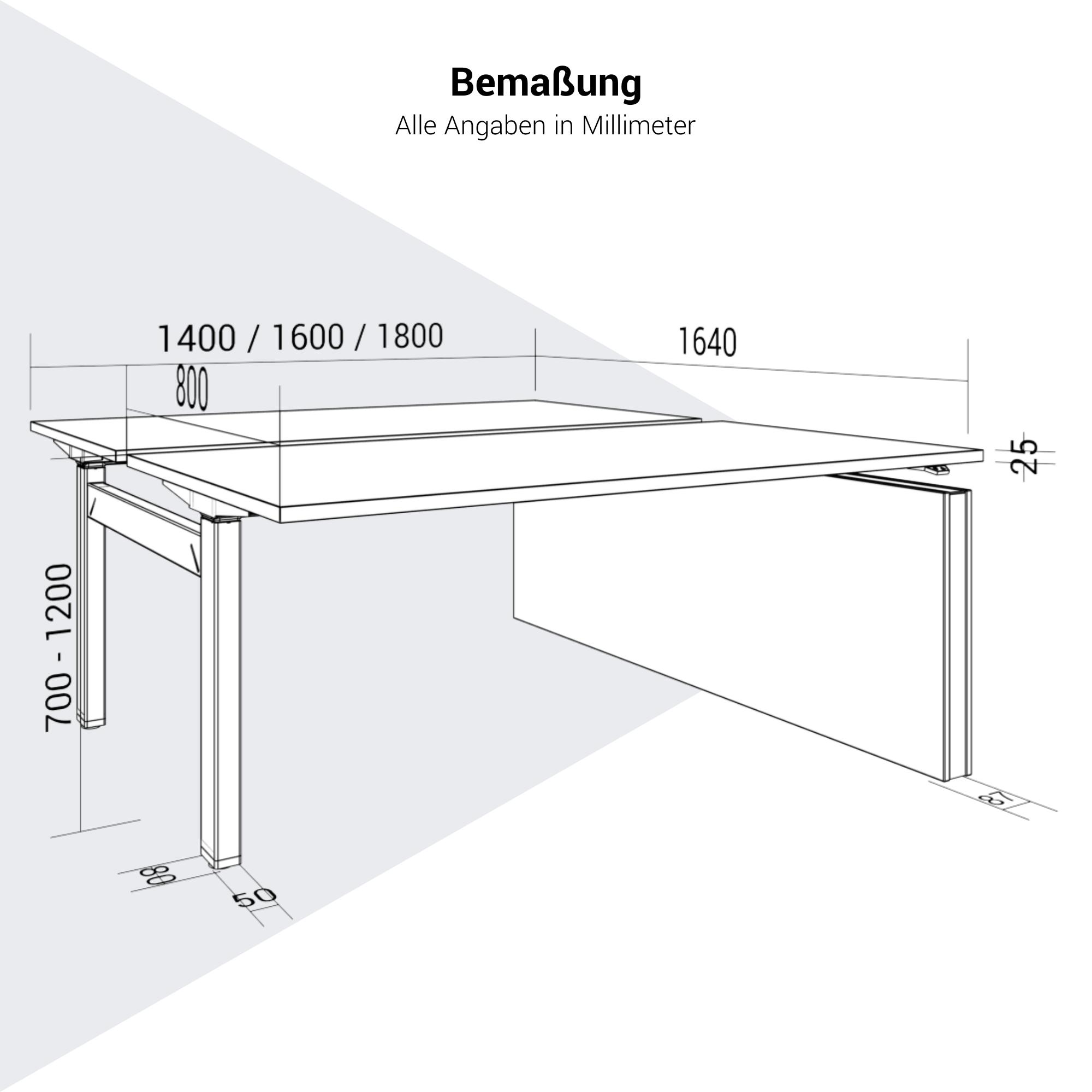 MOTION team desk | 1400 - 1800 mm, electrically height adjustable, black - 10 Main Image