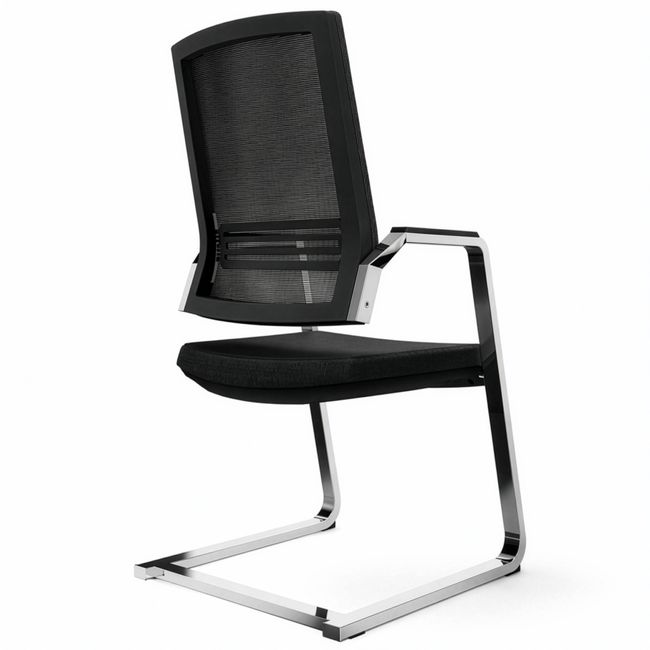 GT-1 Freischwinger | Armlehnen, Netzrücken, Lordosenstütze, Schwarz