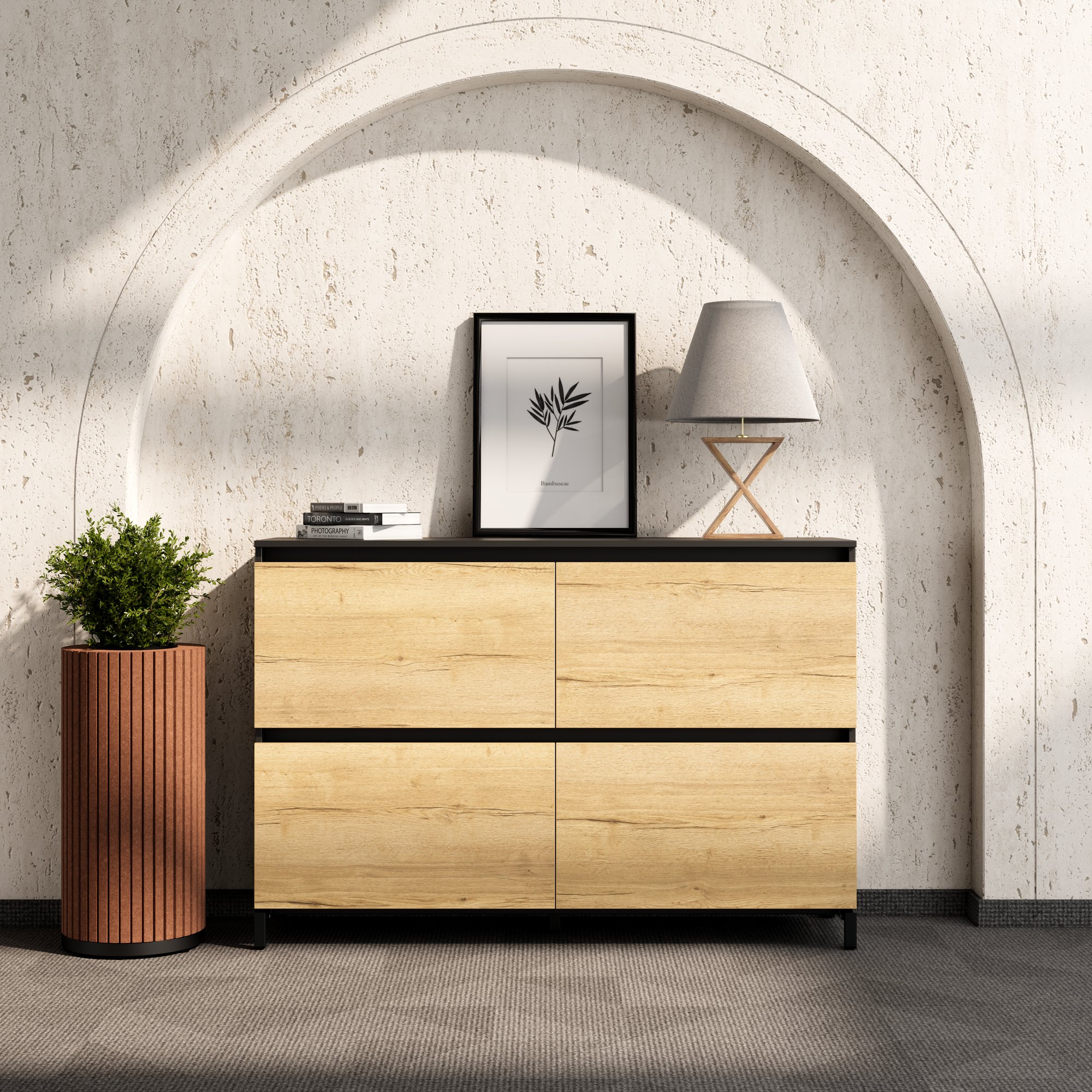 ART Highboard | 2 oh, 1600 x 1080 mm, grigio scuro in quercia selvatica - 2 Main Image