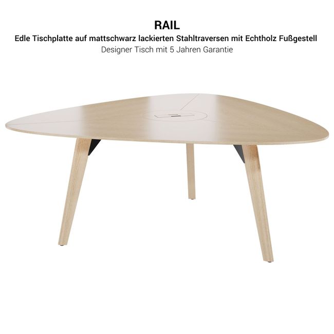 BRALCO RAIL Besprechungstisch | Dreieckig, 1794 x 1716 mm (6 Personen), Echtholz, Eiche Natur BRALCO RAIL Besprechungstisch | Dreieckig, 1794 x 1716 mm (6 Personen), Echtholz, Eiche Natur