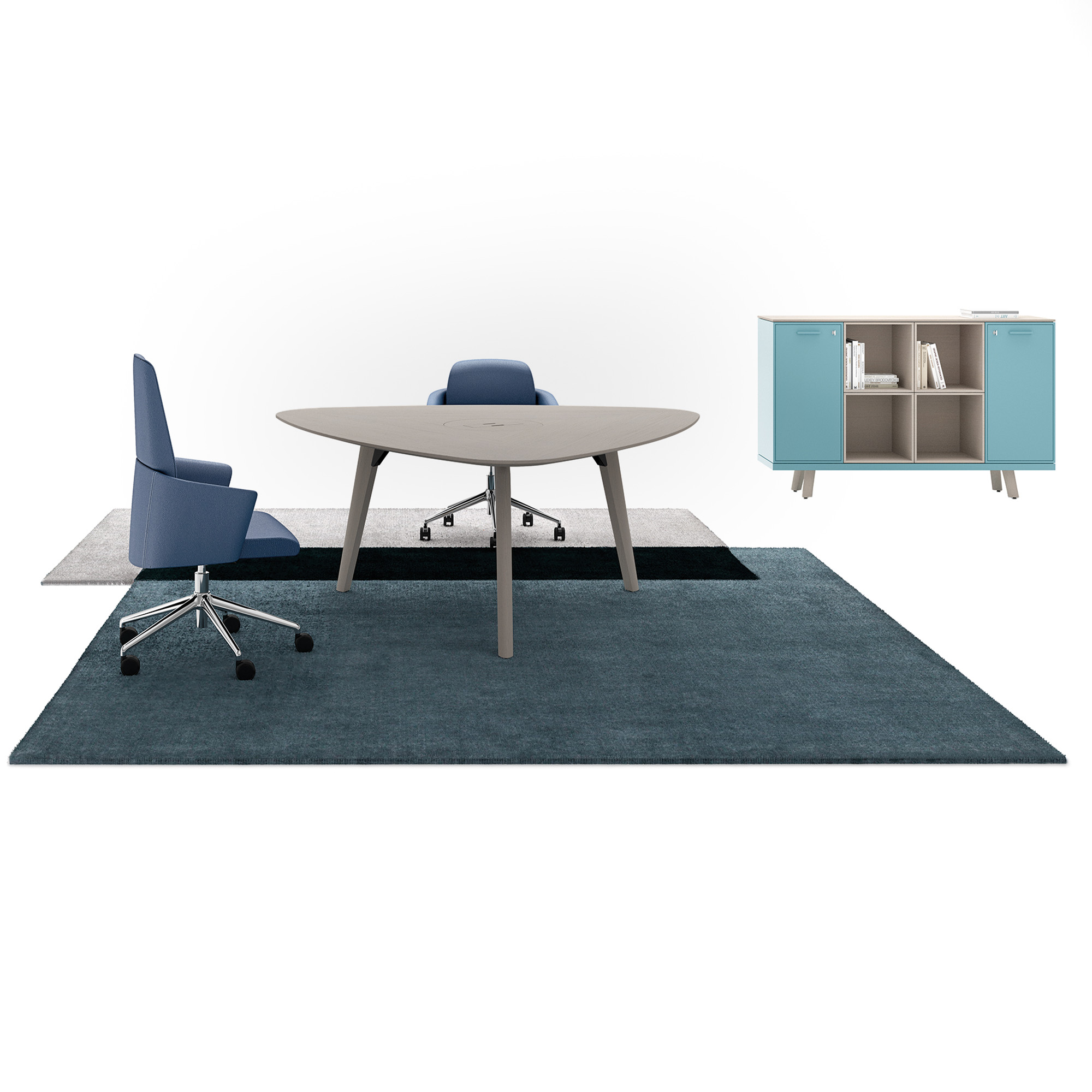 BRALCO RAIL meeting table | Triangular, 1794 x 1716 mm (6 people), real wood, tobacco oak - 12 Main Image