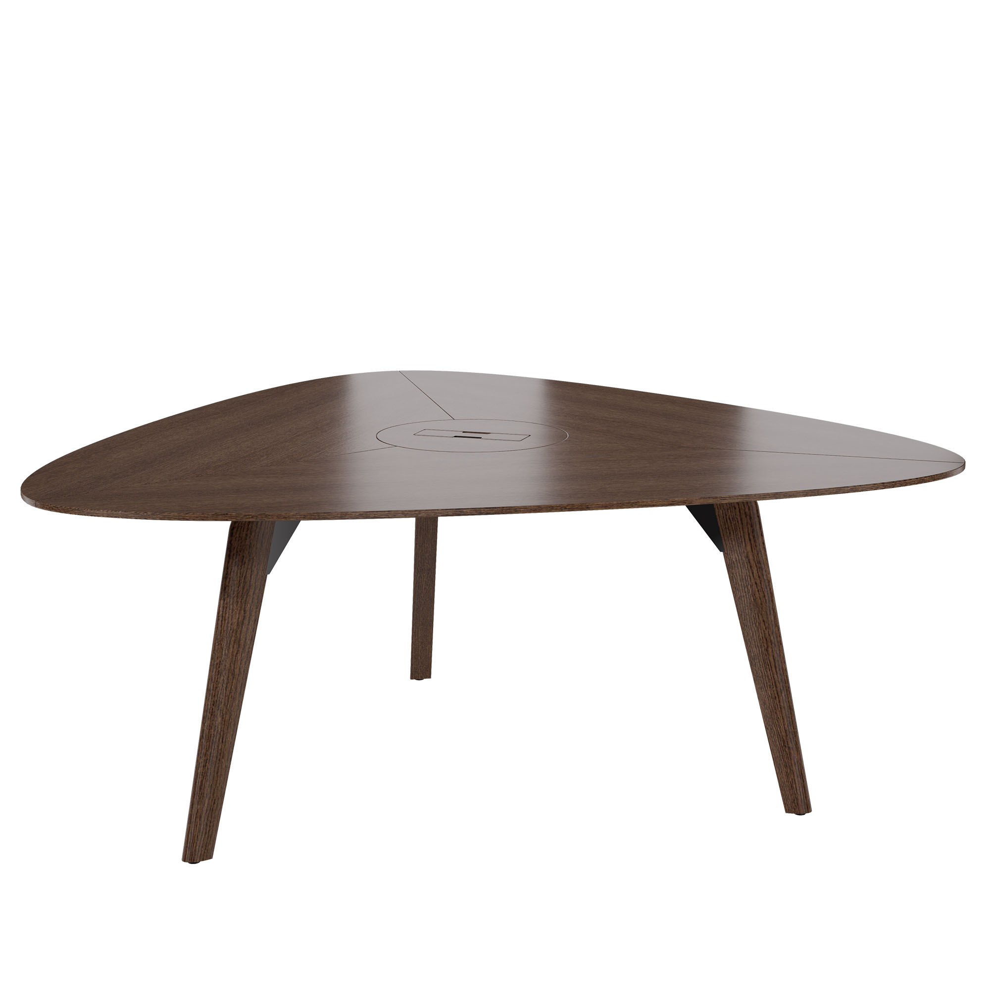 BRALCO RAIL meeting table | Triangular, 1794 x 1716 mm (6 people), real wood, tobacco oak - 1 Main Image