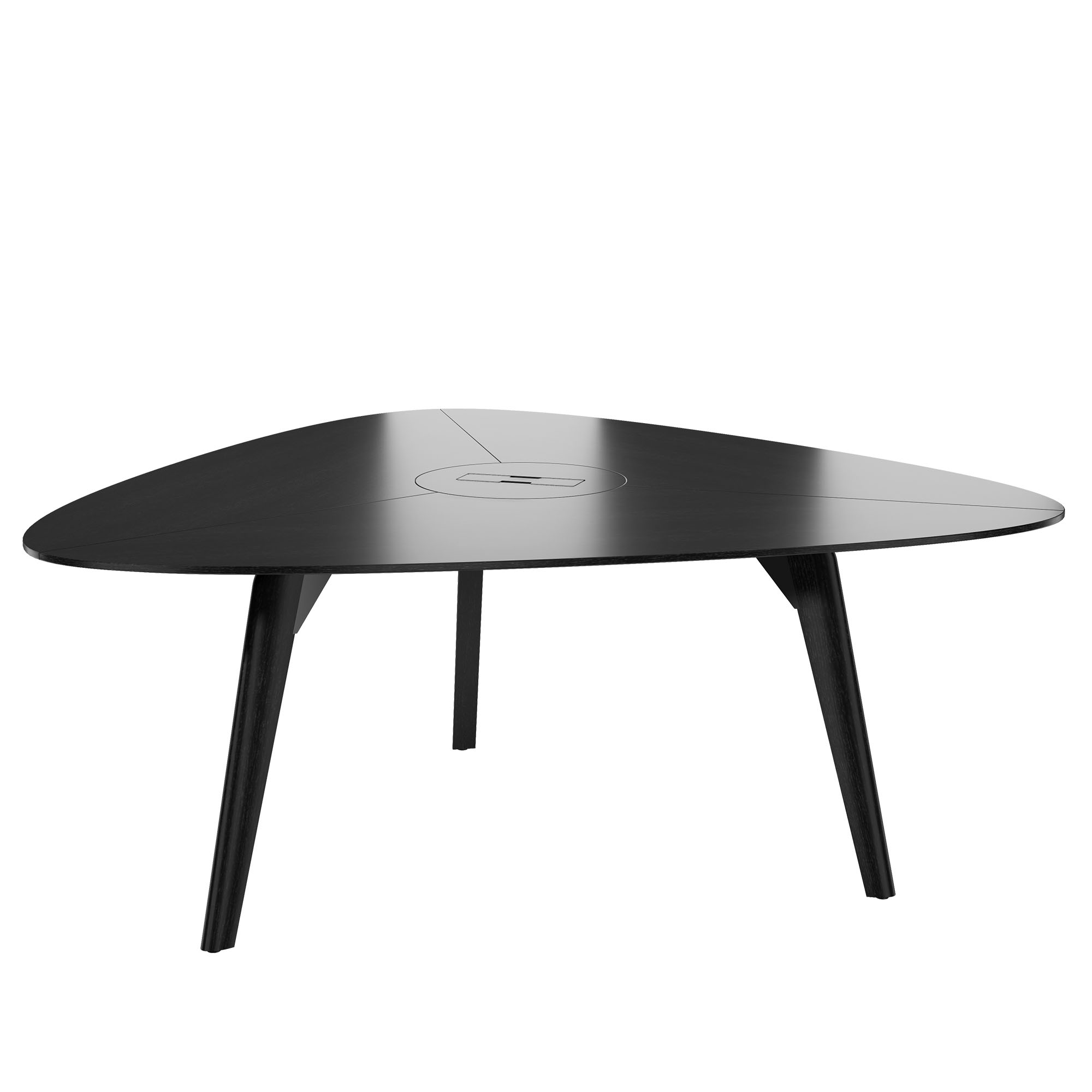 BRALCO RAIL meeting table | Triangular, 1794 x 1716 mm (6 people), real wood, black oak - 4 Main Image