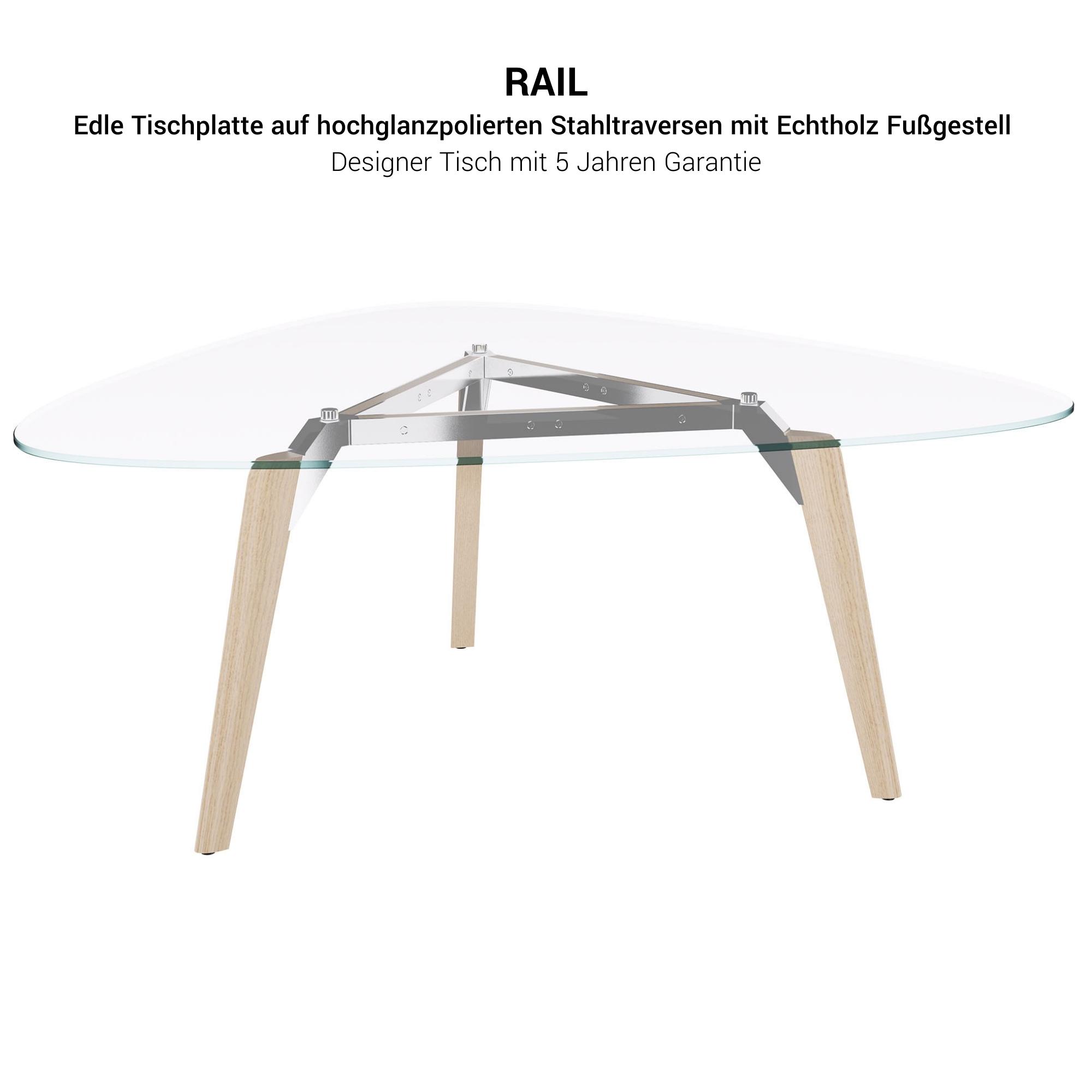 BRALCO RAIL meeting table | Triangular, 1794 x 1716 mm (6 people), gray tinted glass table top - 6 Main Image