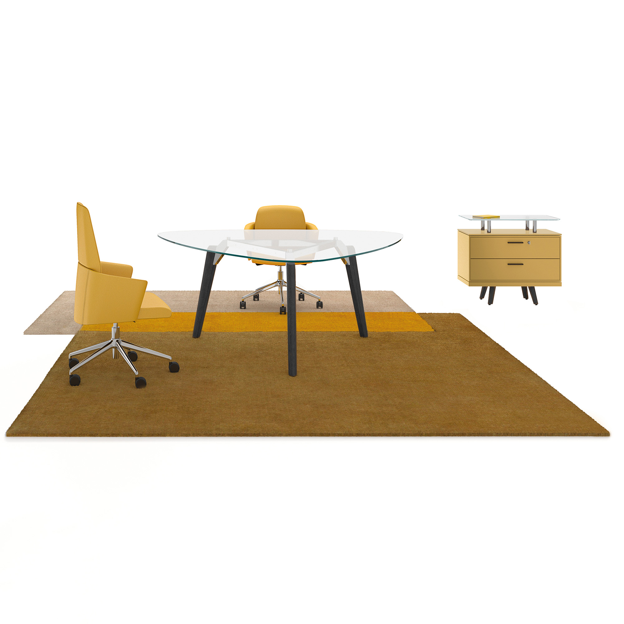 BRALCO RAIL meeting table | Triangular, 1794 x 1716 mm (6 people), gray tinted glass table top - 12 Main Image