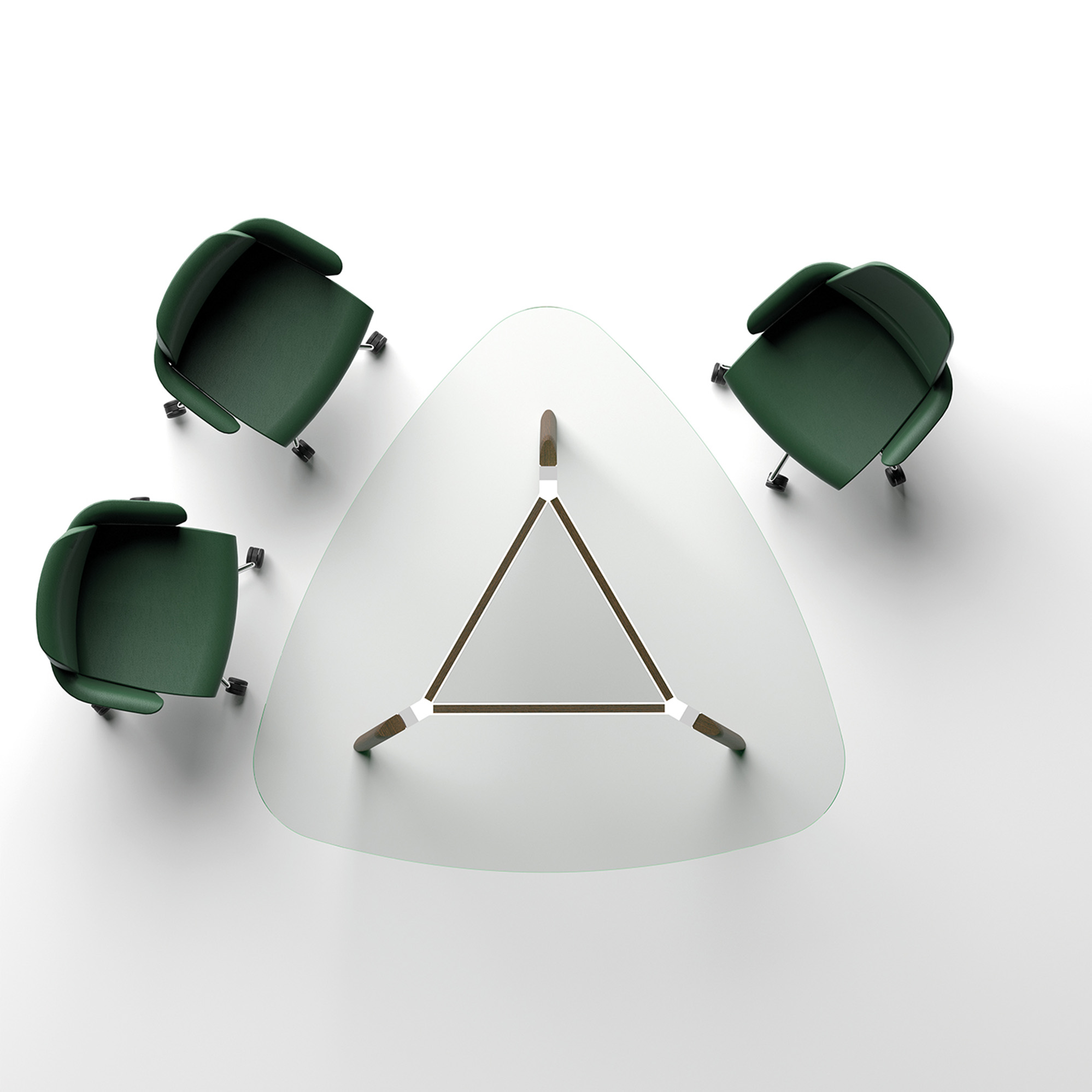 BRALCO RAIL meeting table | Triangular, 1794 x 1716 mm (6 people), gray tinted glass table top - 11 Main Image