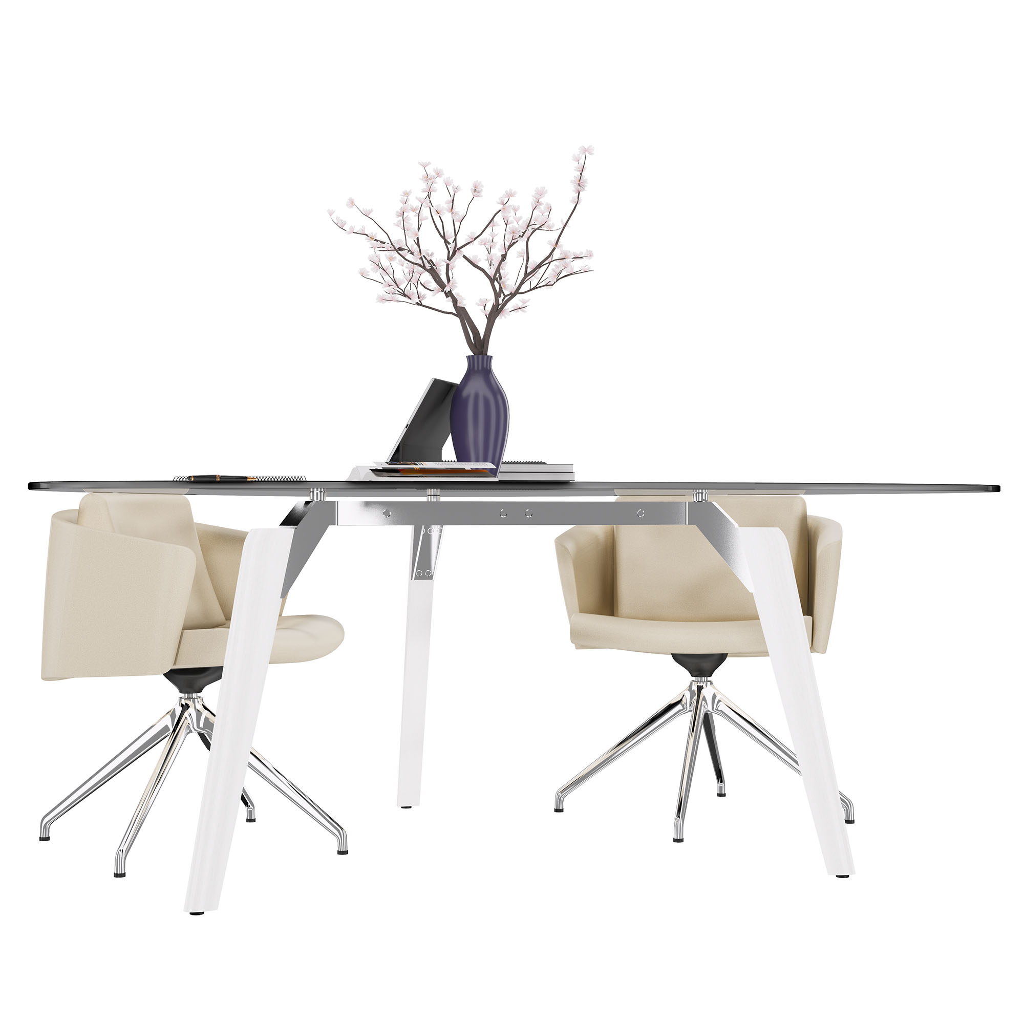 BRALCO RAIL meeting table | Triangular, 1794 x 1716 mm (6 people), gray tinted glass table top - 3 Main Image