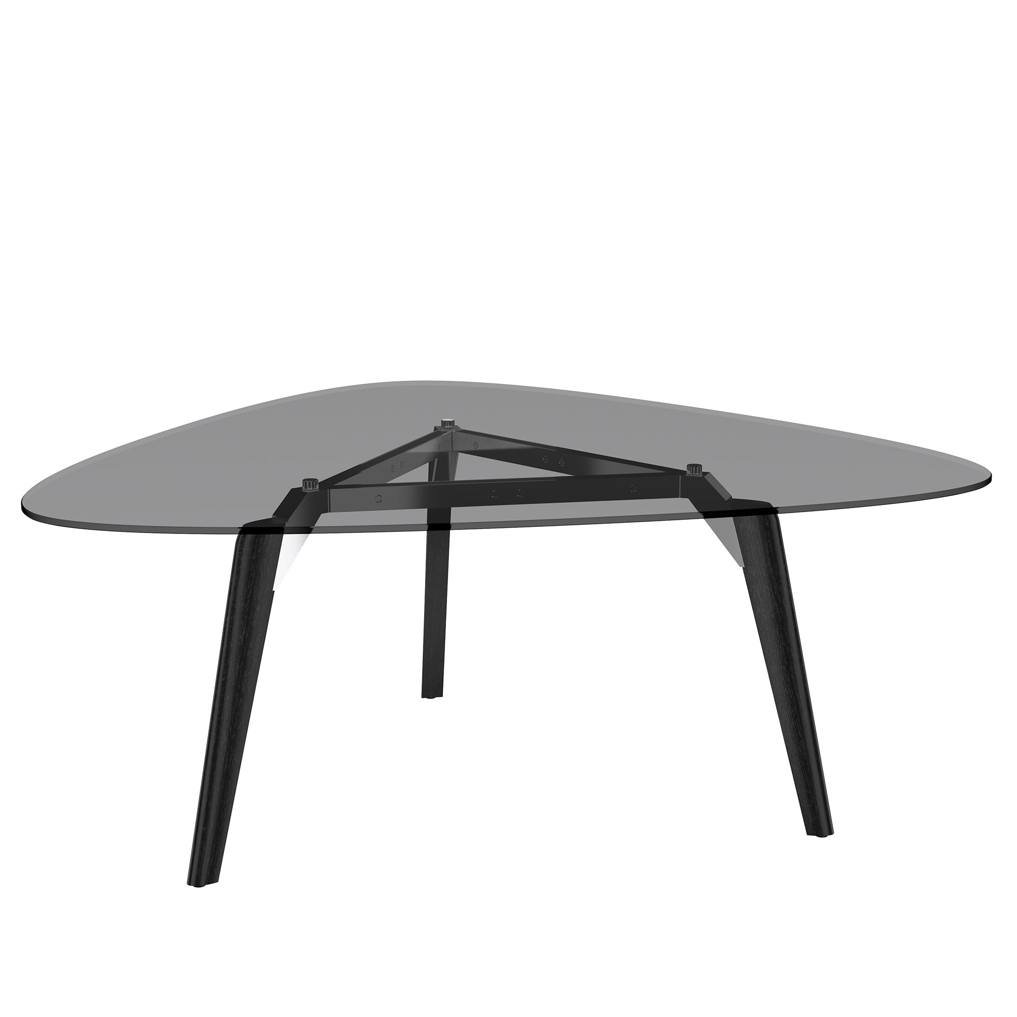 BRALCO RAIL meeting table | Triangular, 1794 x 1716 mm (6 people), gray tinted glass table top - 4 Main Image