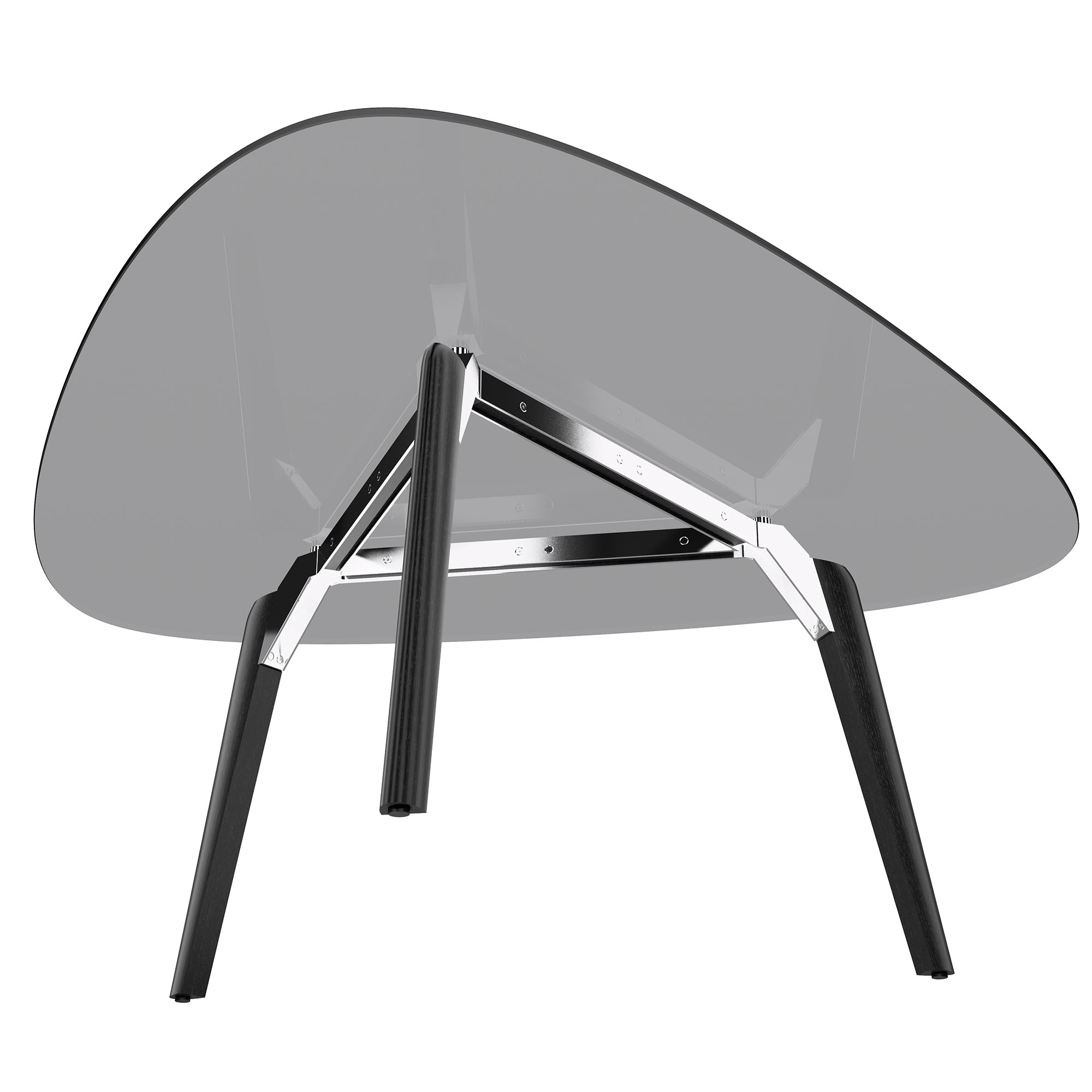 BRALCO RAIL meeting table | Triangular, 1794 x 1716 mm (6 people), gray tinted glass table top - 5 Main Image