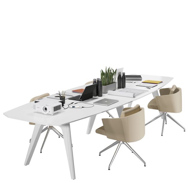 Bralco RAIL Conference table | 3600 x 1200 mm, oak white - 1 Main Image
